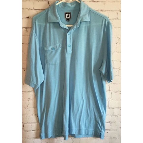 FootJoy FJ Men's Large L Golf Polo Shirt Blue Athletic Fit Breathable Lightweigh - Picture 1 of 8